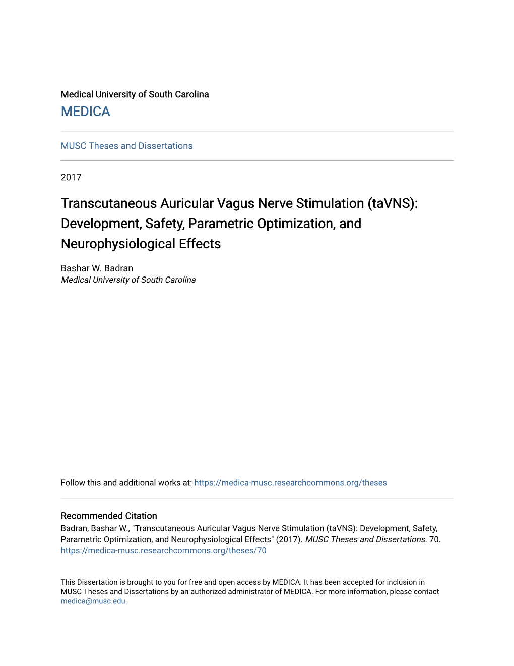 Transcutaneous Auricular Vagus Nerve Stimulation (Tavns): Development, Safety, Parametric Optimization, and Neurophysiological Effects