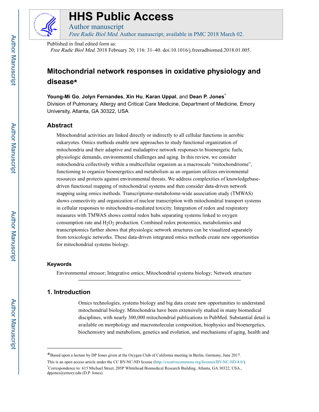 Mitochondrial Network Responses in Oxidative Physiology and Disease☆