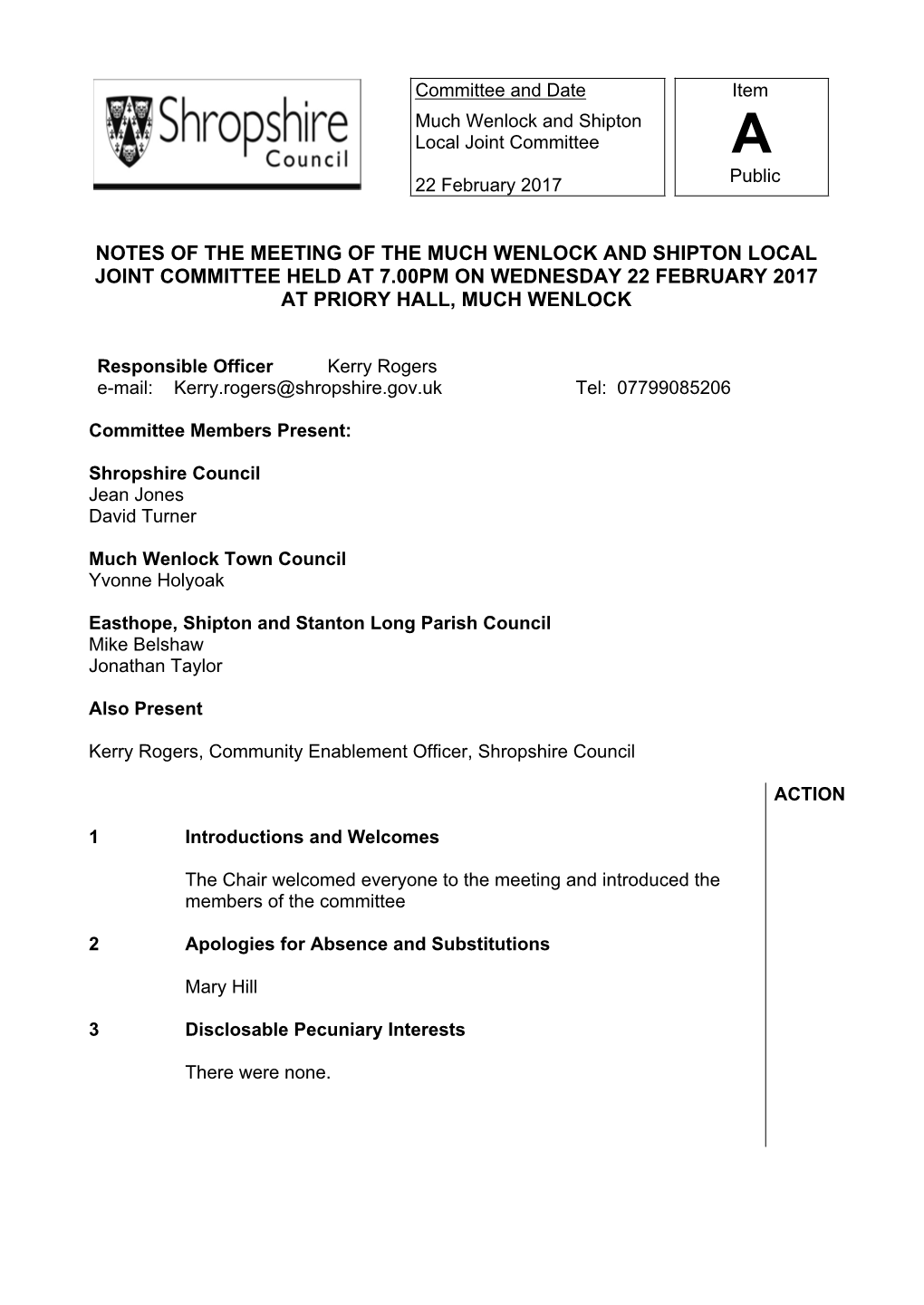 Udlow and Ludlow Rural Local Joint Committee