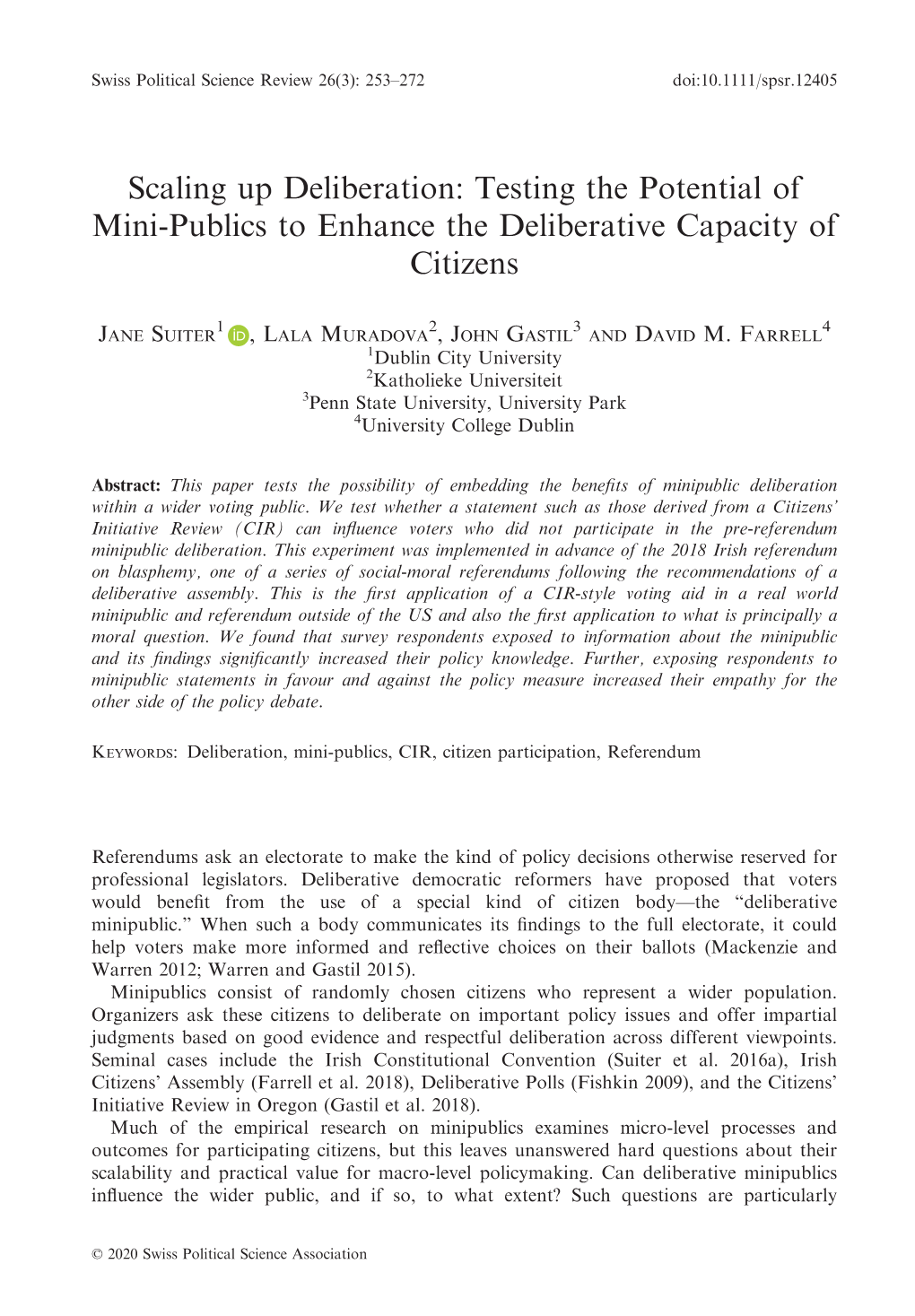 Scaling up Deliberation: Testing the Potential of Mini-Publics to Enhance the Deliberative Capacity of Citizens