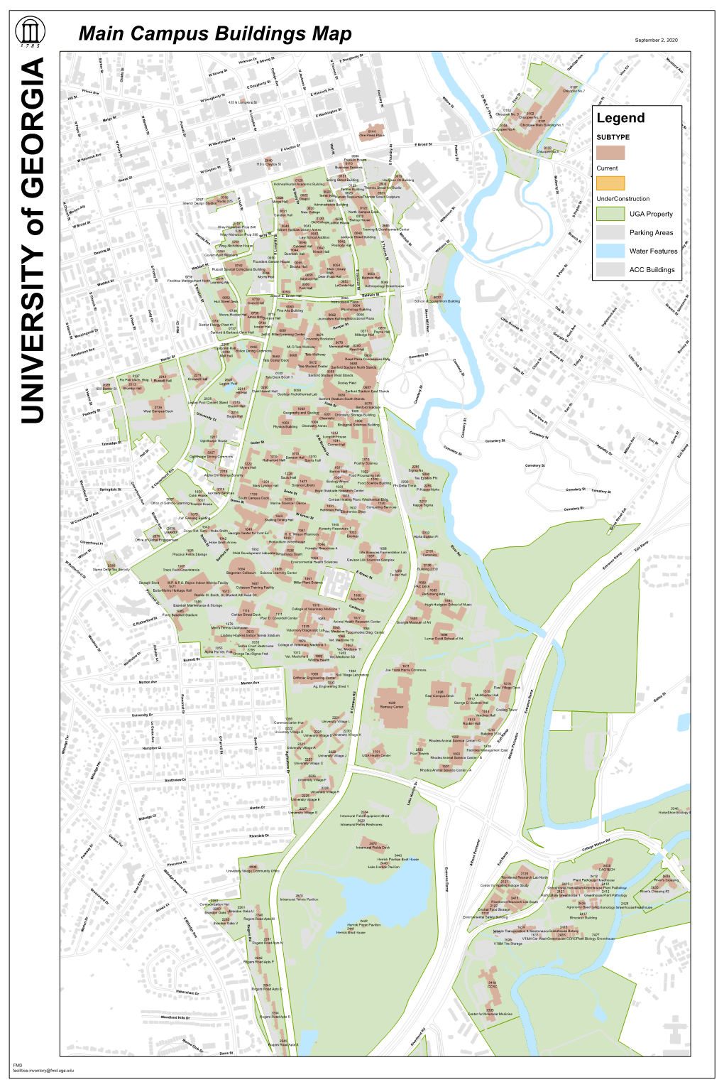 Main Campus Buildings Map September 2, 2020