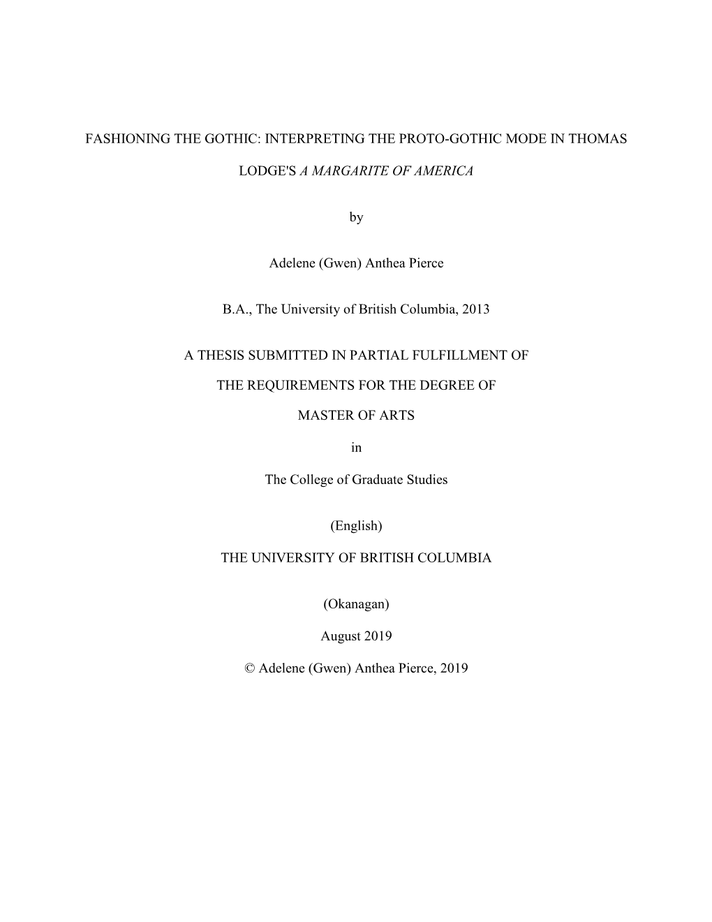 Fashioning the Gothic: Interpreting the Proto-Gothic Mode in Thomas