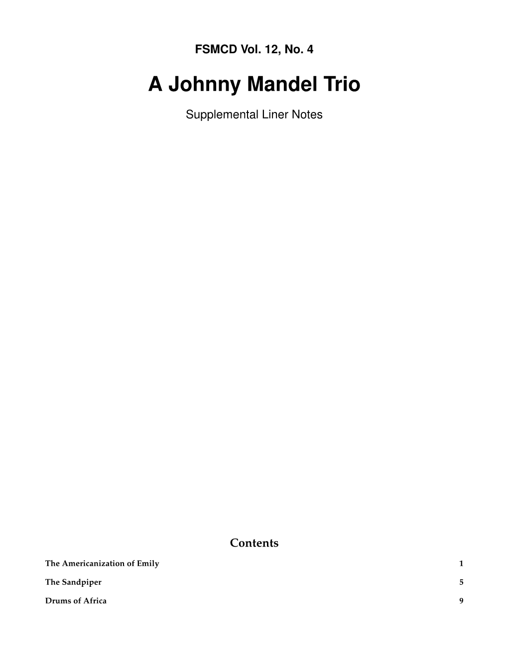 A Johnny Mandel Trio