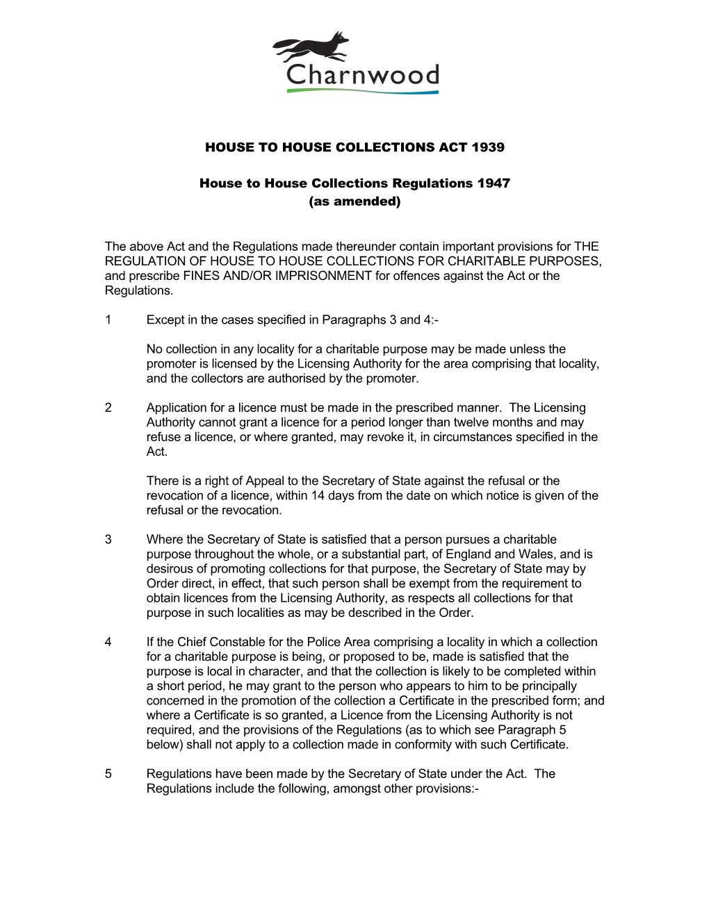 House to House Collections Act 1939