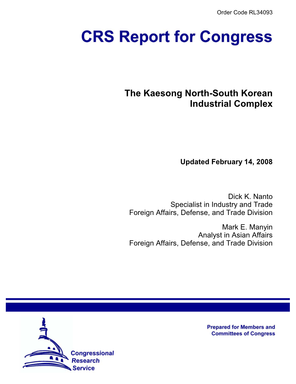 The Kaesong North-South Korean Industrial Complex