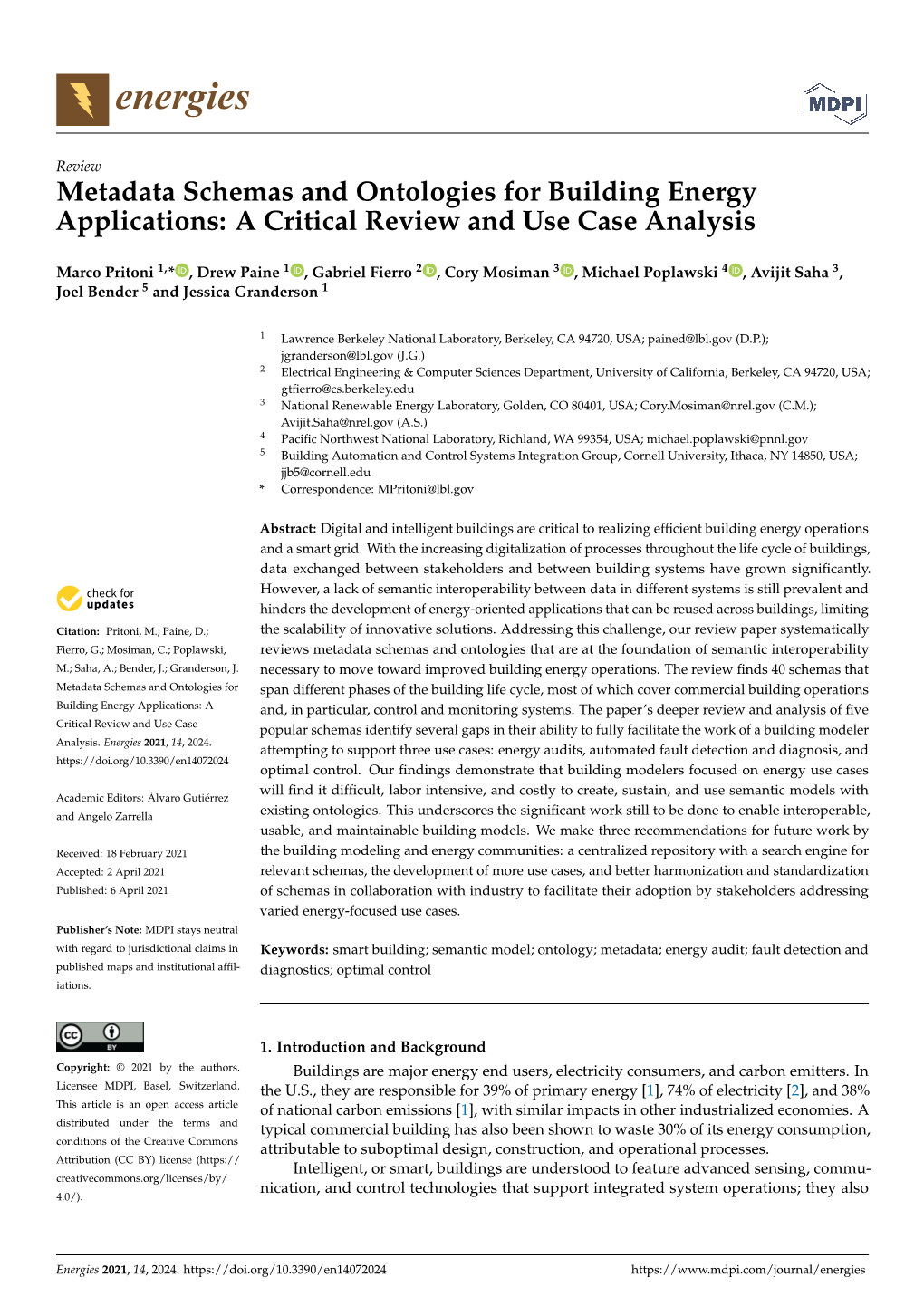 Metadata Schemas and Ontologies for Building Energy Applications: a Critical Review and Use Case Analysis