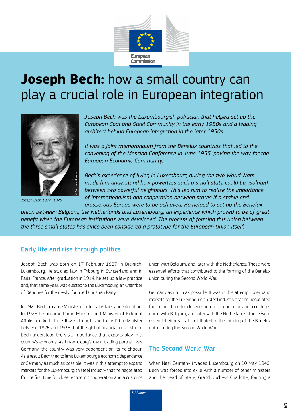 Joseph Bech: How a Small Country Can Play a Crucial Role in European Integration