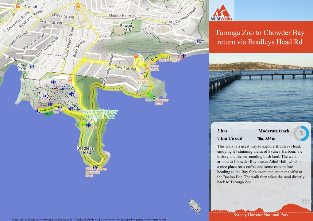 Taronga Zoo to Chowder Bay Return Via Bradleys Head Rd