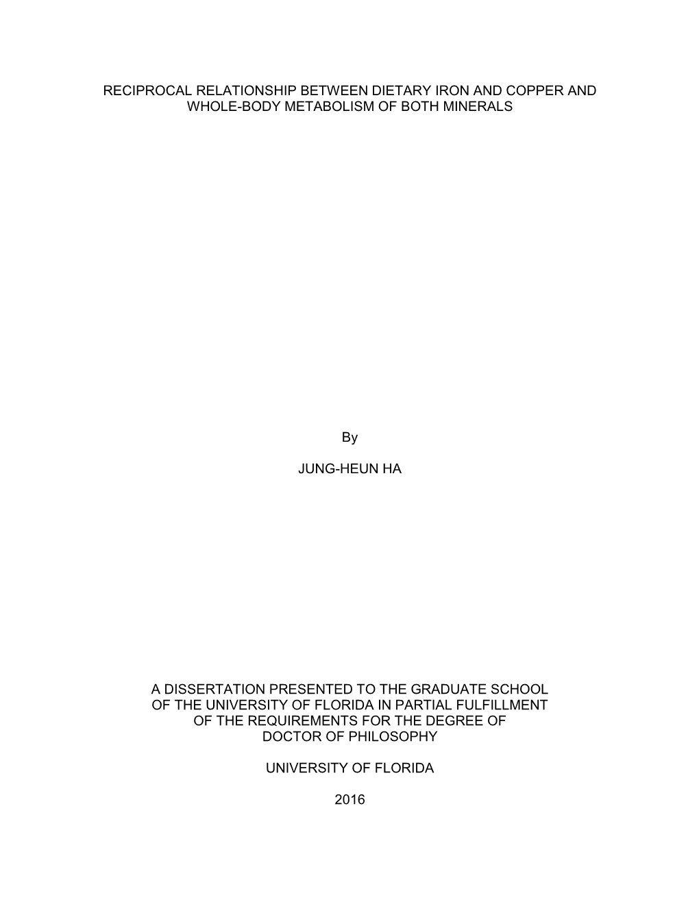 University of Florida Thesis Or Dissertation Formatting