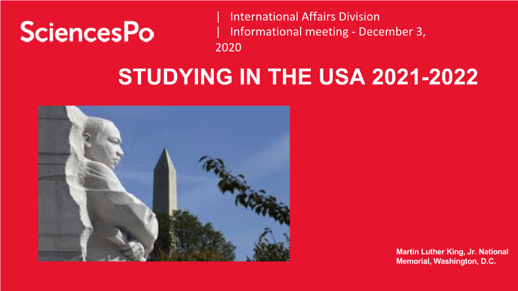 Studying in the Usa 2021-2022