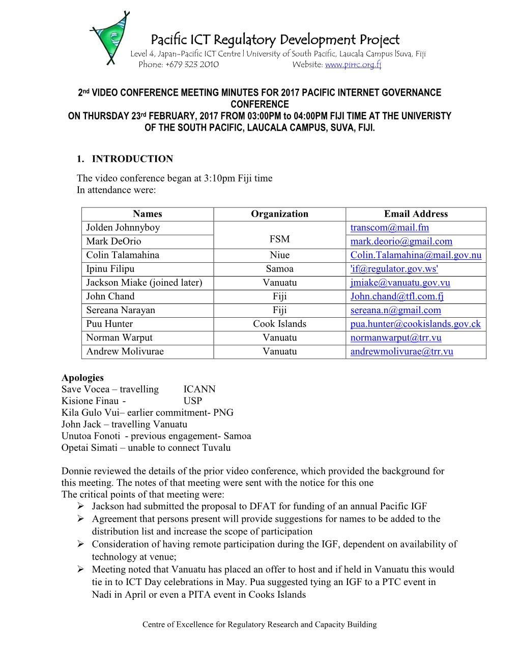 Pacific ICT Regulatory Development Project