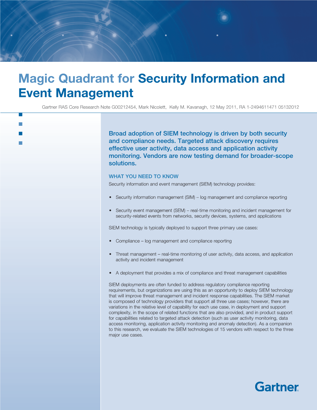 Magic Quadrant for Security Information and Event Management