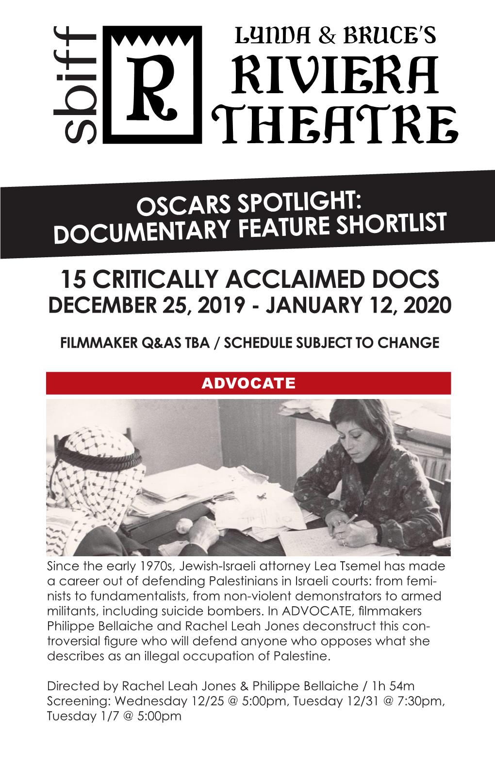 15 Critically Acclaimed Docs December 25, 2019 - January 12, 2020