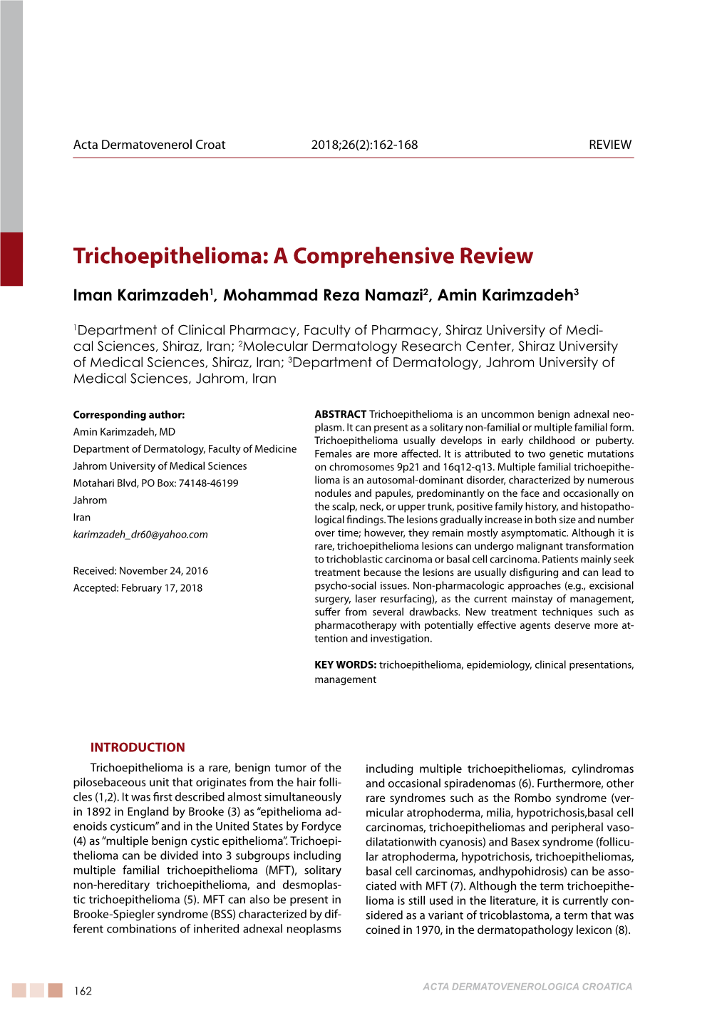 Trichoepithelioma: a Comprehensive Review