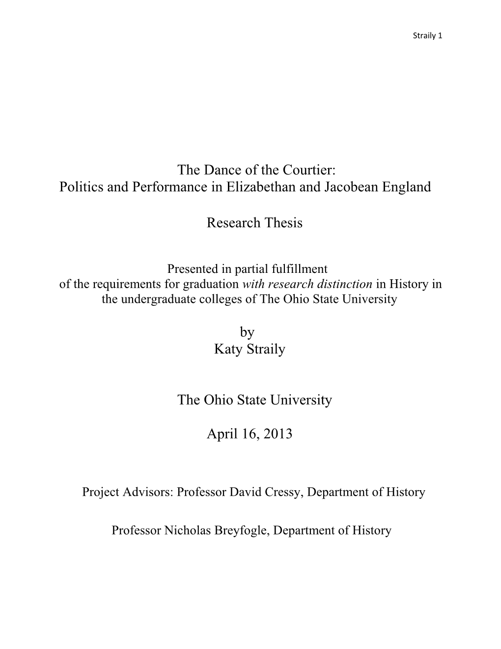 The Dance of the Courtier: Politics and Performance in Elizabethan and Jacobean England