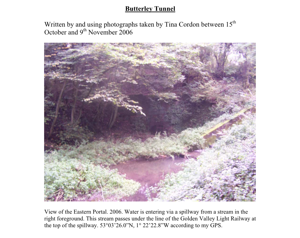 Butterley Tunnel Report