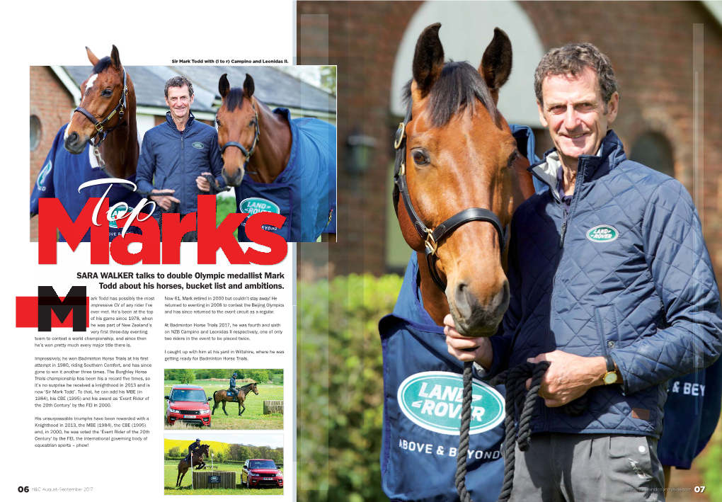 SARA WALKER Talks to Double Olympic Medallist Mark Todd About His Horses, Bucket List and Ambitions