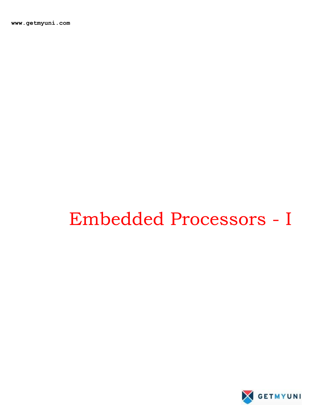 Embedded Processors - I