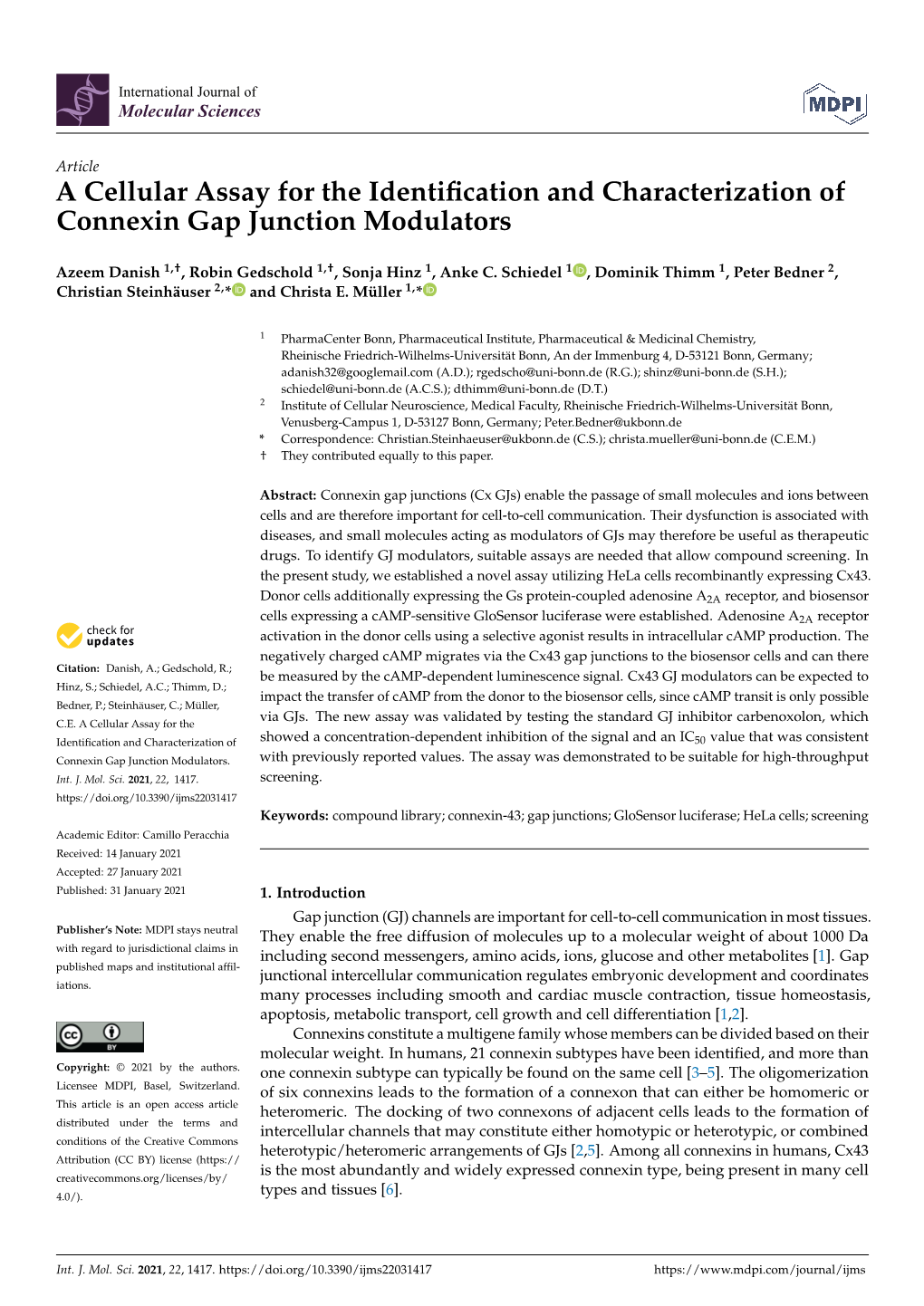 A Cellular Assay for the Identification and Characterization of Connexin