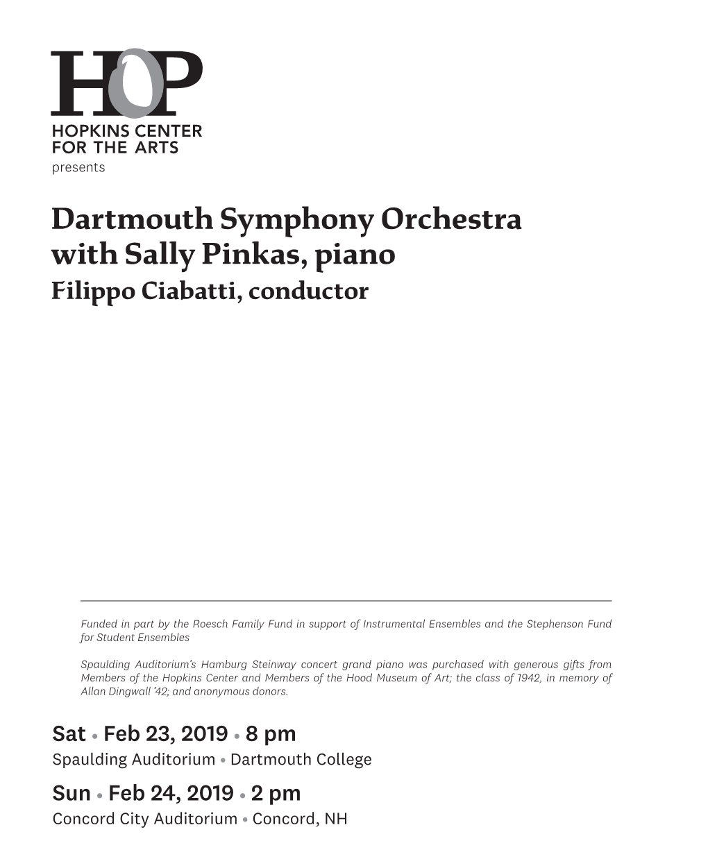 Dartmouth Symphony Orchestra with Sally Pinkas, Piano Filippo Ciabatti, Conductor