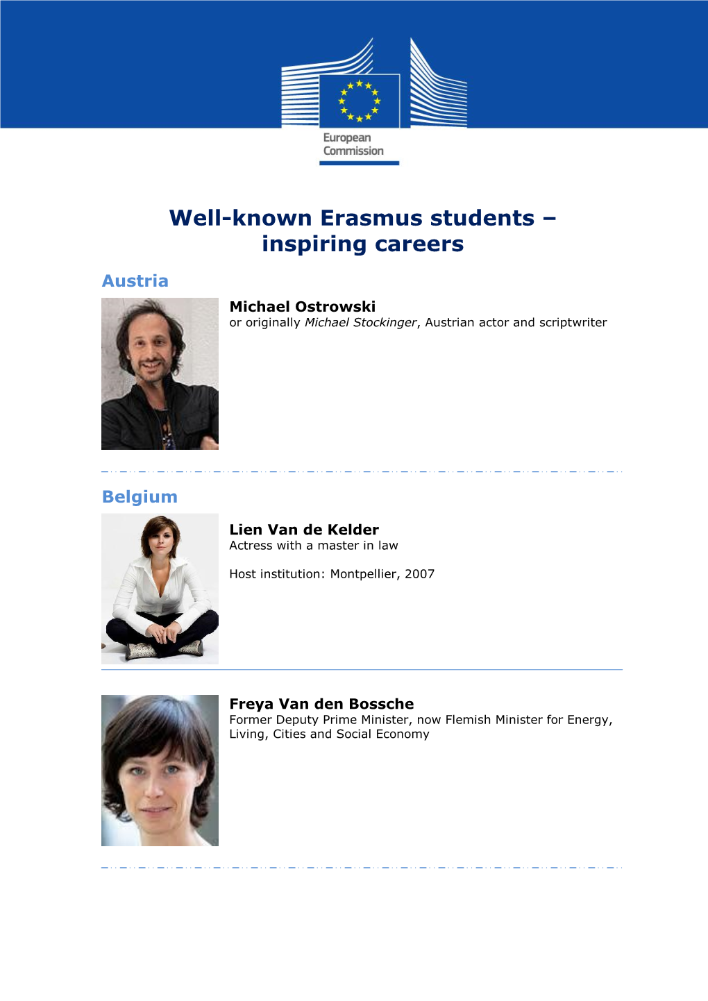 Well-Known Erasmus Students – Inspiring Careers