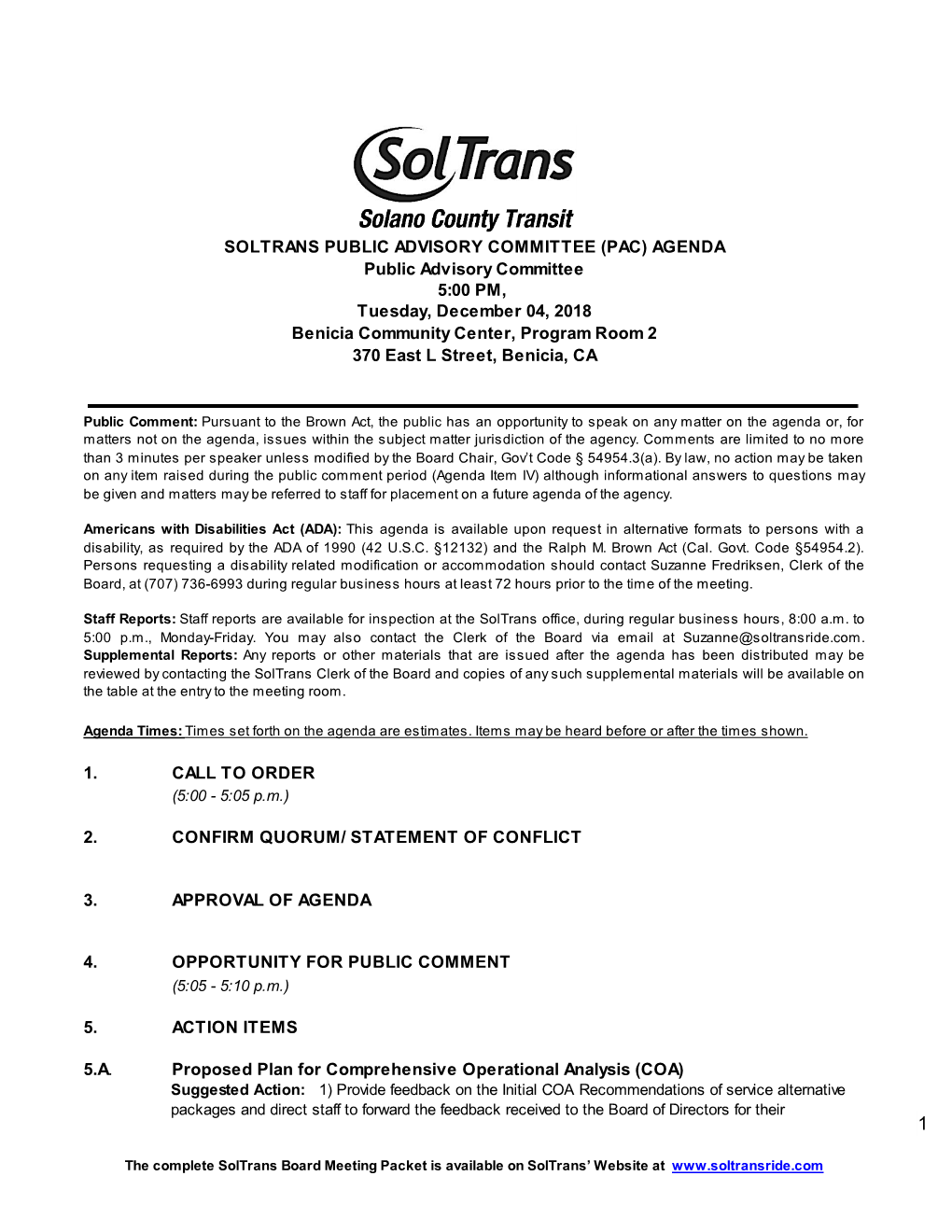 Soltrans Public Advisory Committee (Pac)