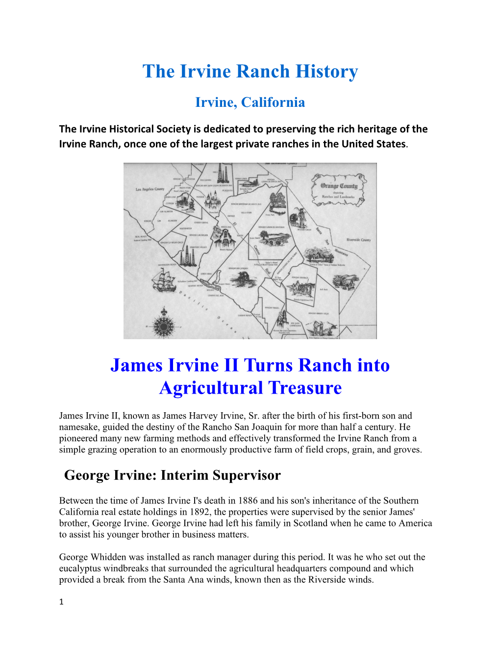 The Irvine Ranch History James Irvine II Turns Ranch Into Agricultural