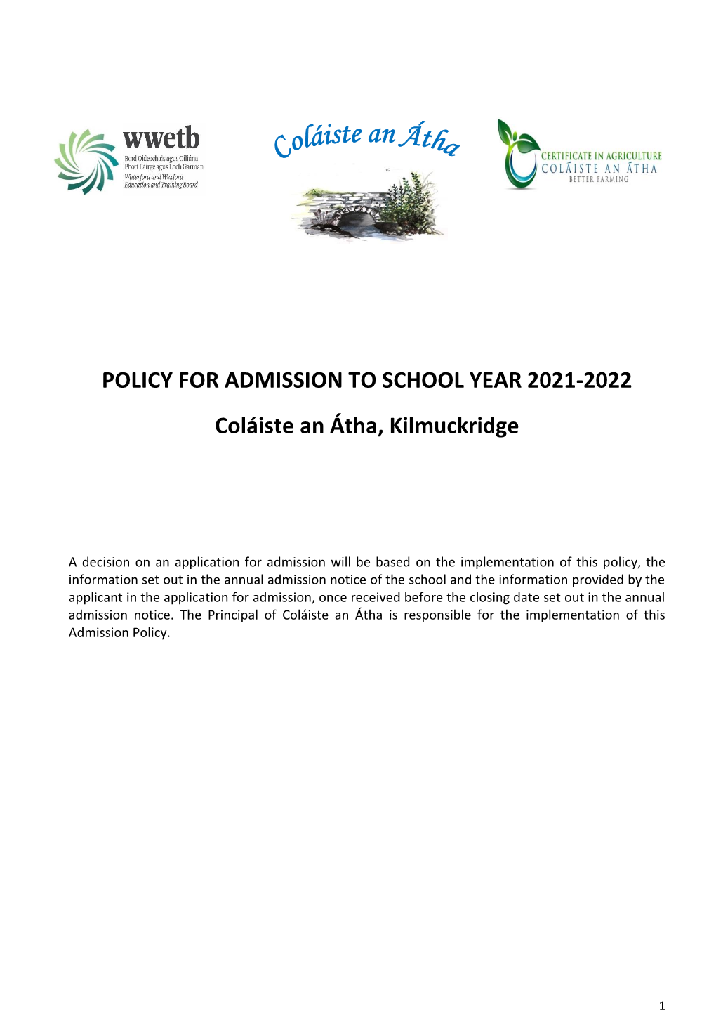 Admission Policy 2021/22
