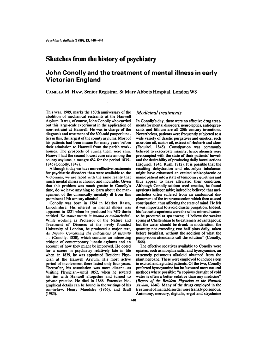 Sketches from the History of Psychiatry