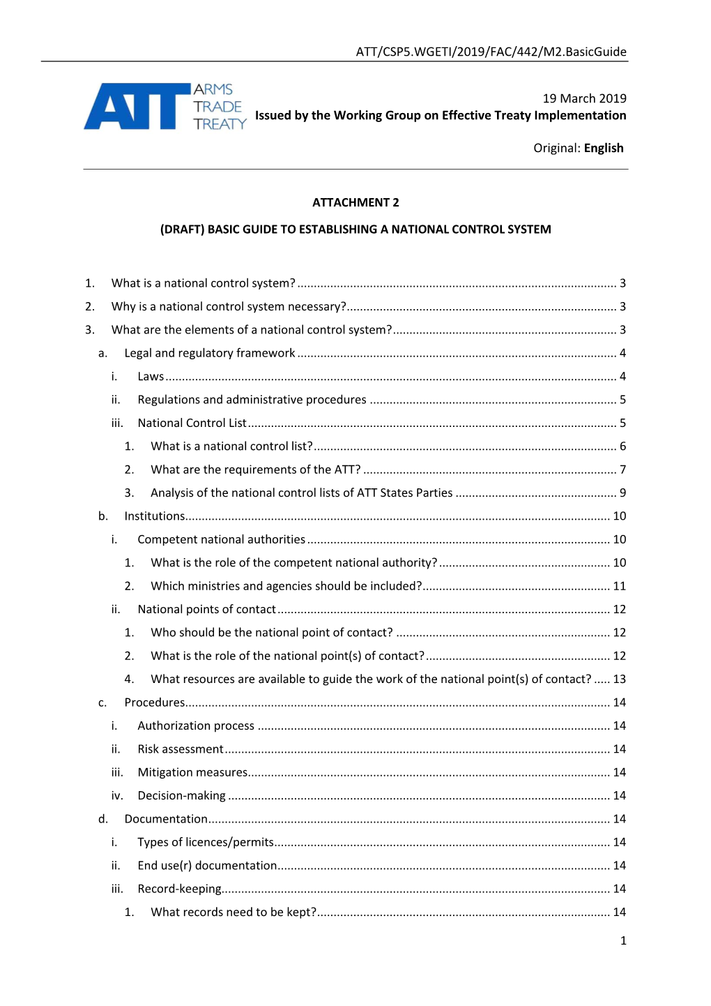 Basic Guide to Establishing a National Control System