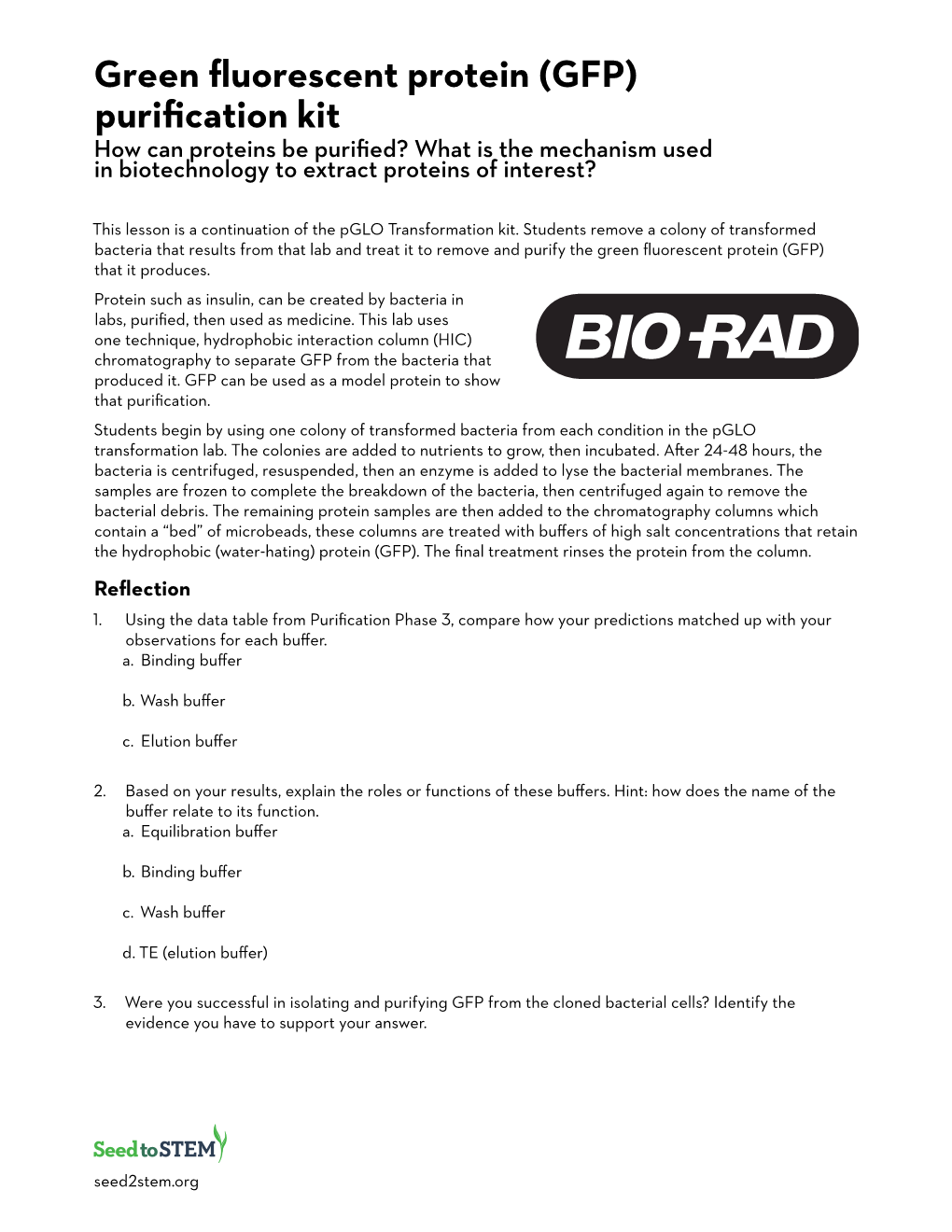 Green Fluorescent Protein (GFP) Purification Kit How Can Proteins Be Purified? What Is the Mechanism Used in Biotechnology to Extract Proteins of Interest?