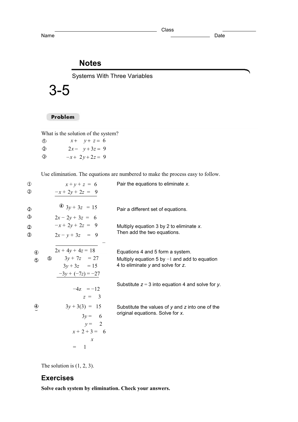 Systems with Three Variables