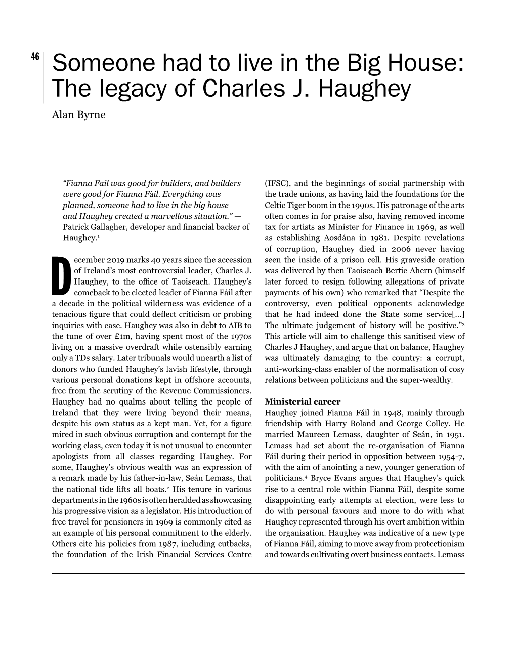 The Legacy of Charles J. Haughey Alan Byrne