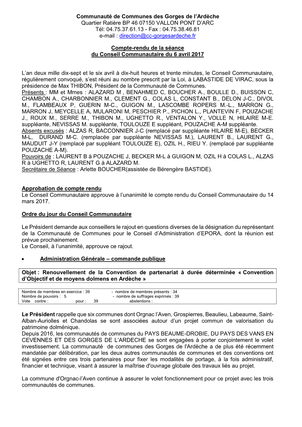 Conseil Du 06 Avril 2017