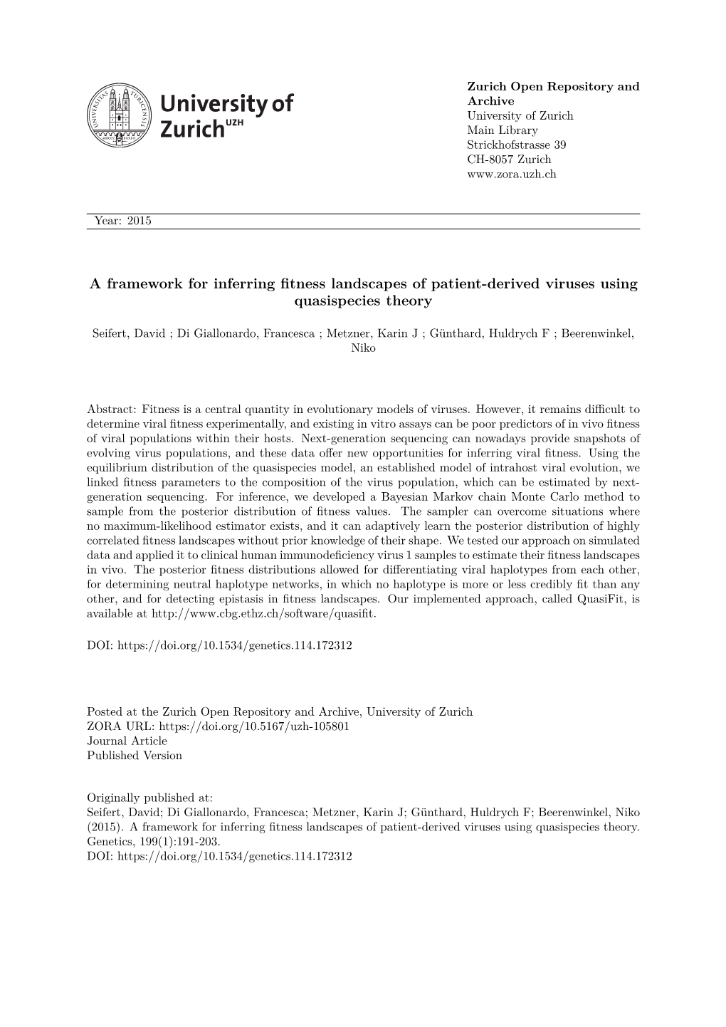 A Framework for Inferring Fitness Landscapes of Patient-Derived Viruses Using Quasispecies Theory