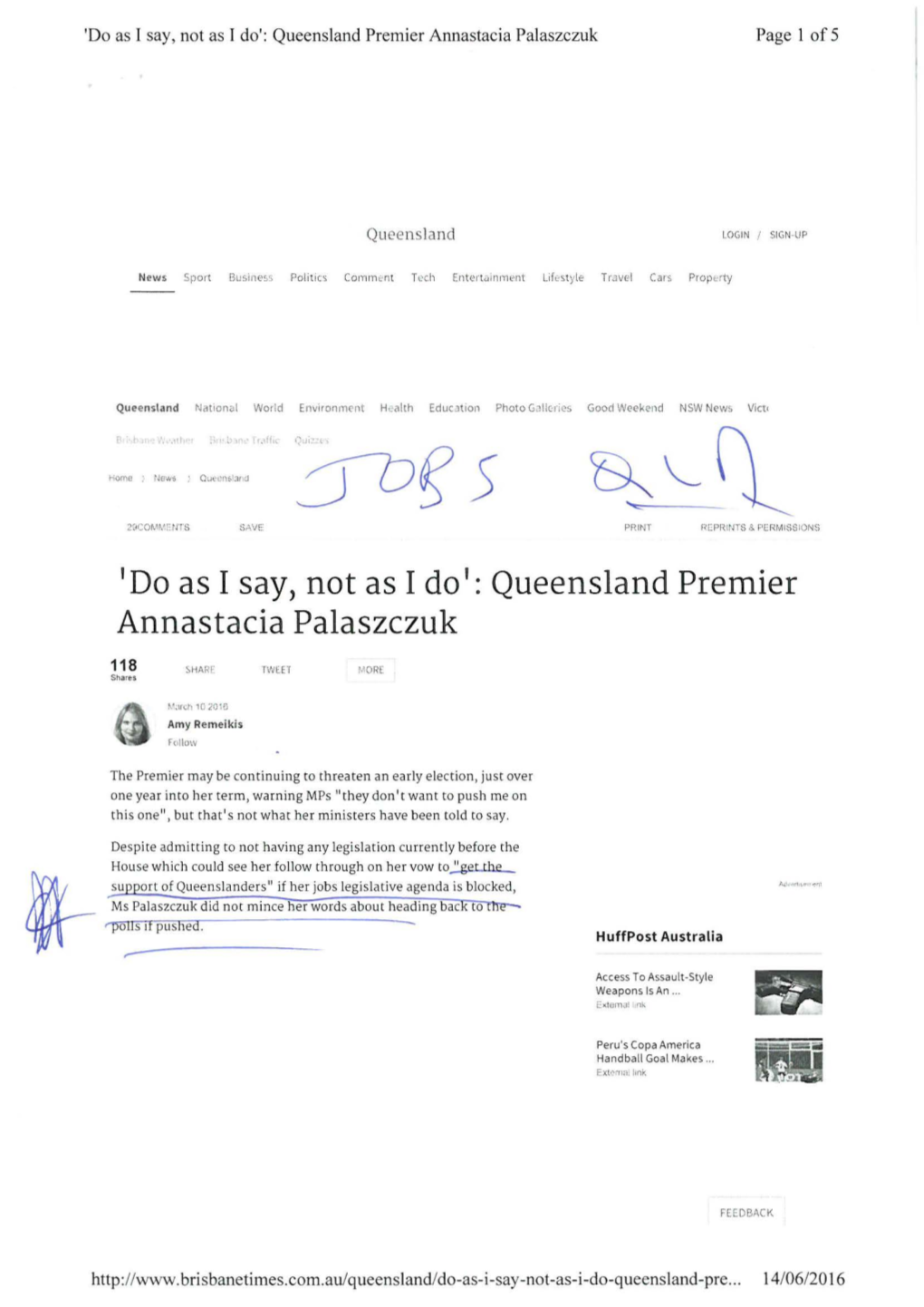 Queensland Premier Annastacia Palaszczuk Page 1 of 5