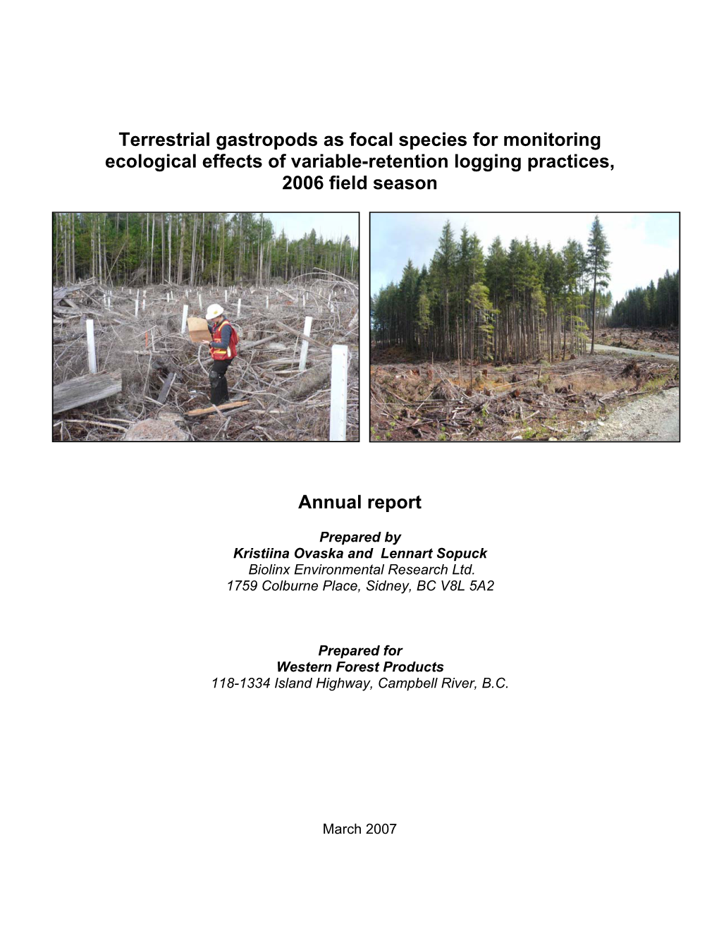 Terrestrial Gastropods As Focal Species for Monitoring the Ecological