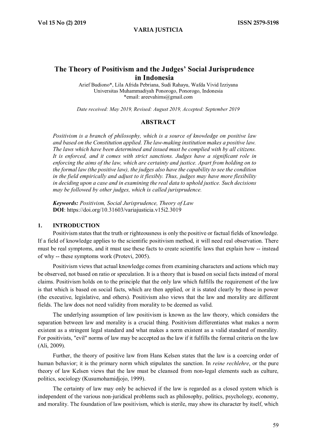 The Theory of Positivism and the Judges' Social Jurisprudence In