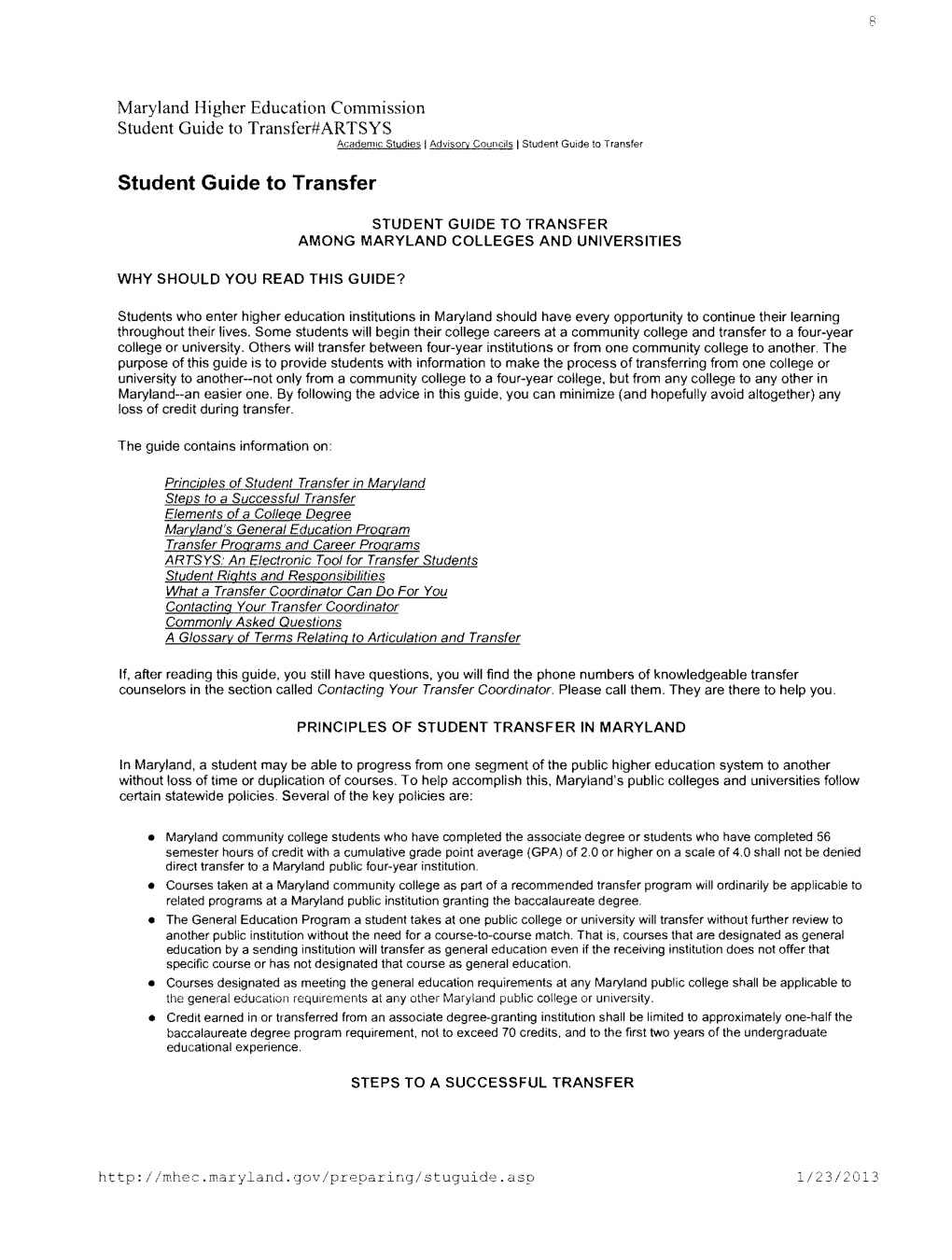 Student Guide to Transfer#ARTSYS Academic Studies I Advisory Councils I Student Guide to Transfer