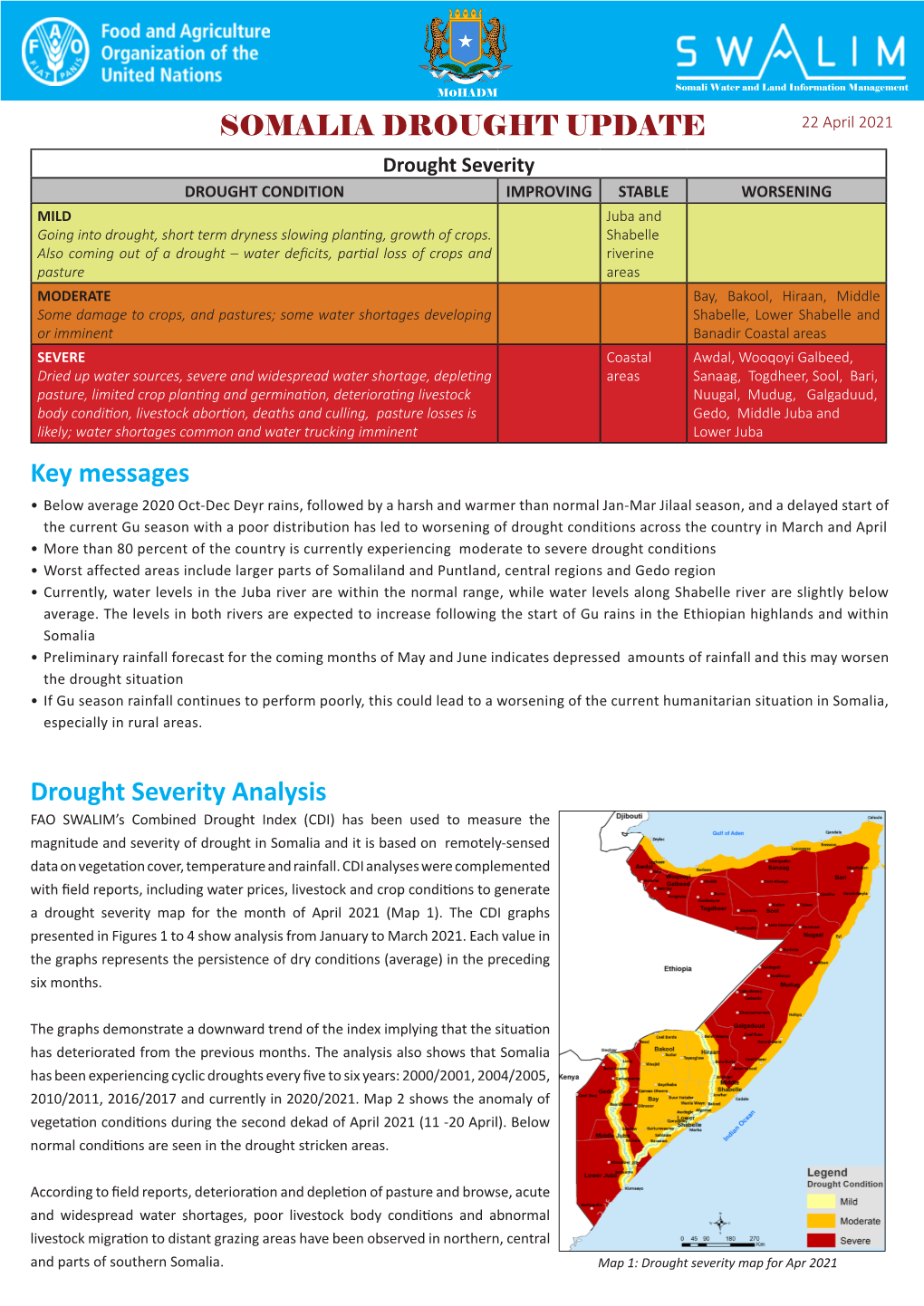 SOMALIA DROUGHT UPDATE Drought Severity Analysis Key