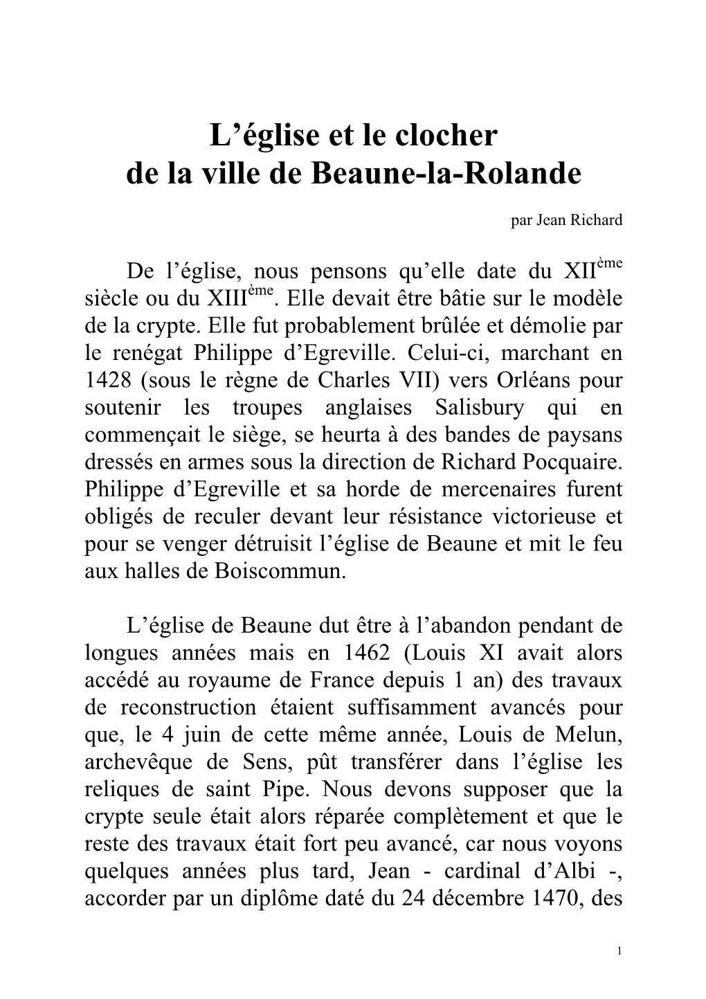 Beaune La Rolande Et Son Canton