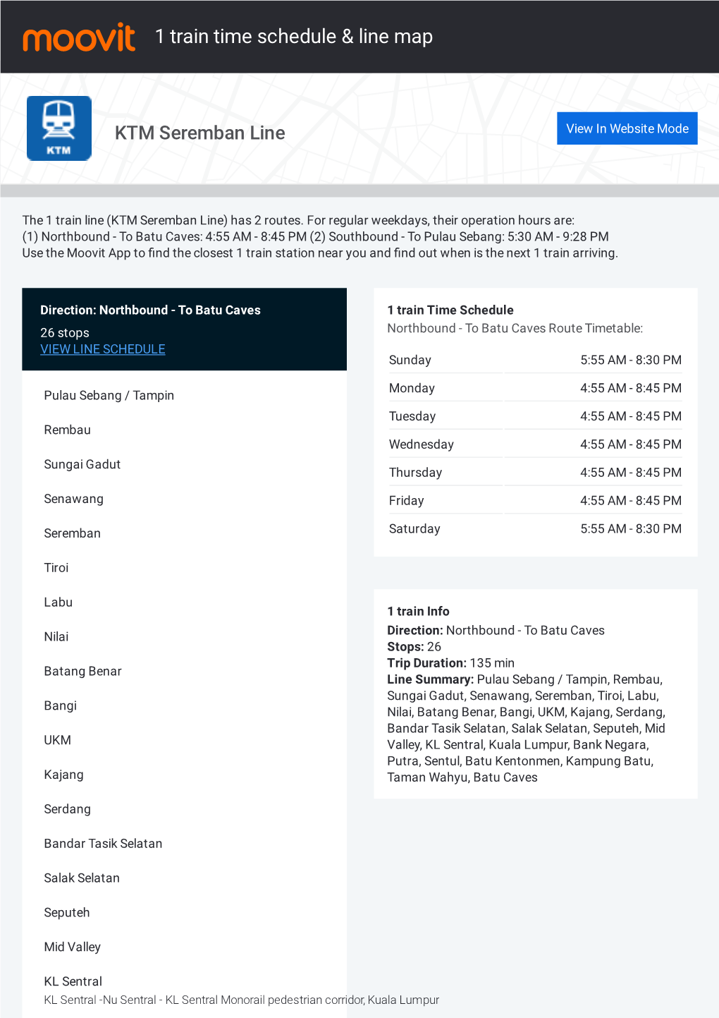 1 Train Time Schedule & Line Route