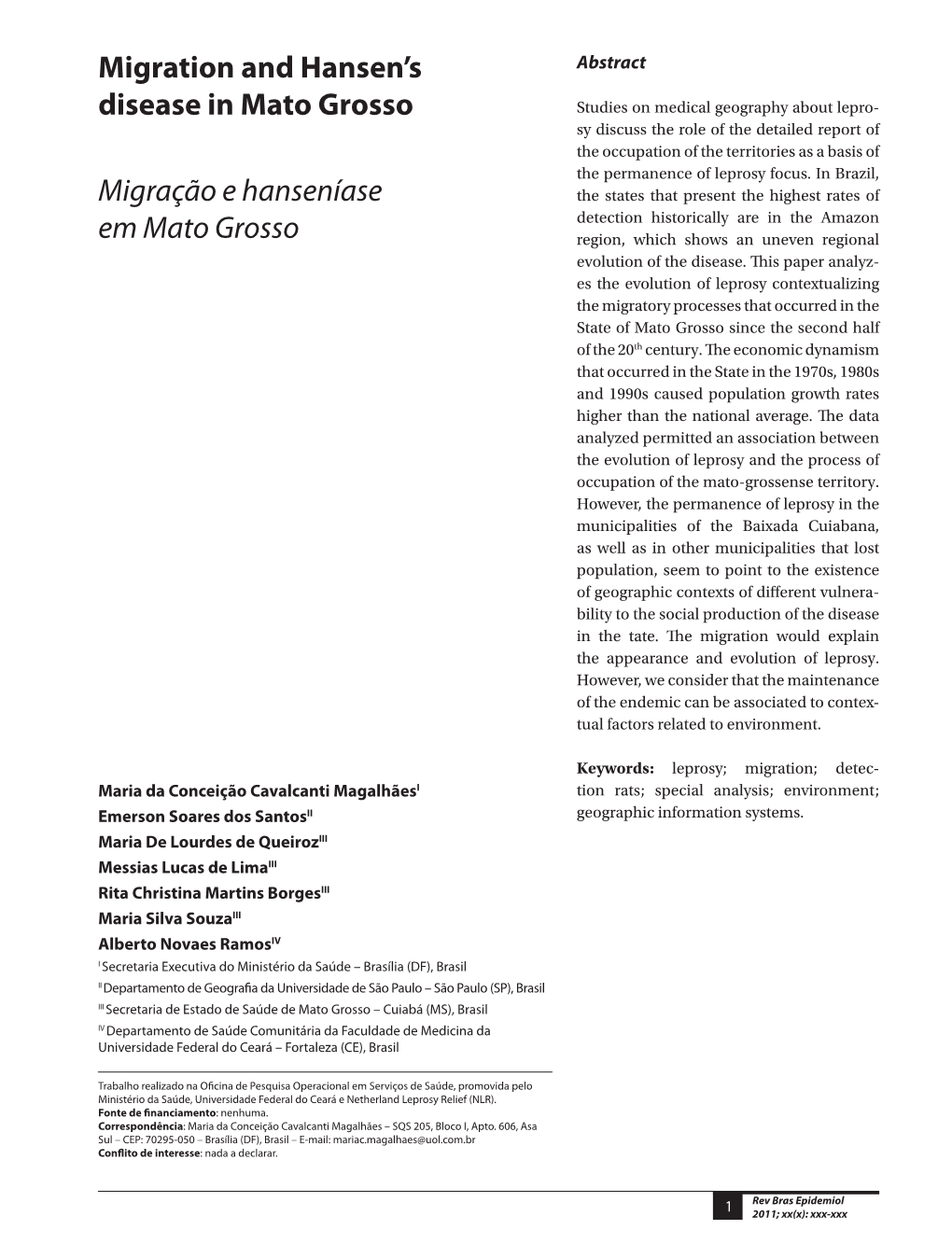 Migration and Hansen's Disease in Mato