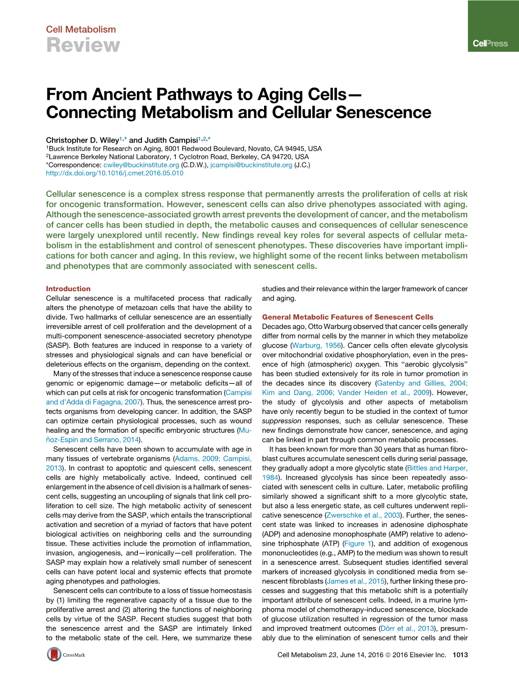 From Ancient Pathways to Aging Cells-Connecting Metabolism And