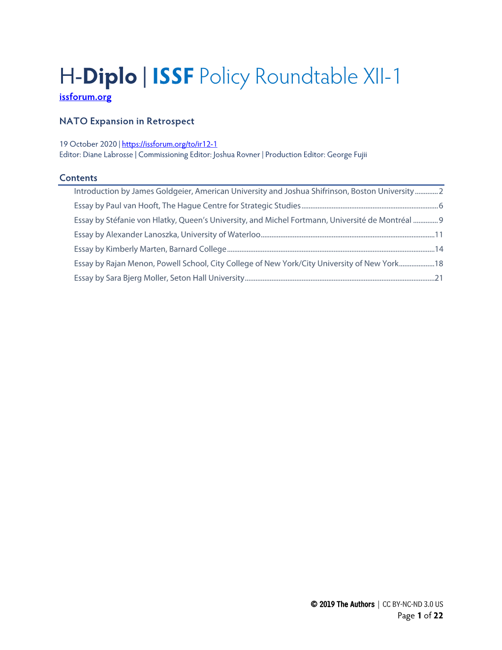 H-Diplo/ISSF Roundtable XII-1