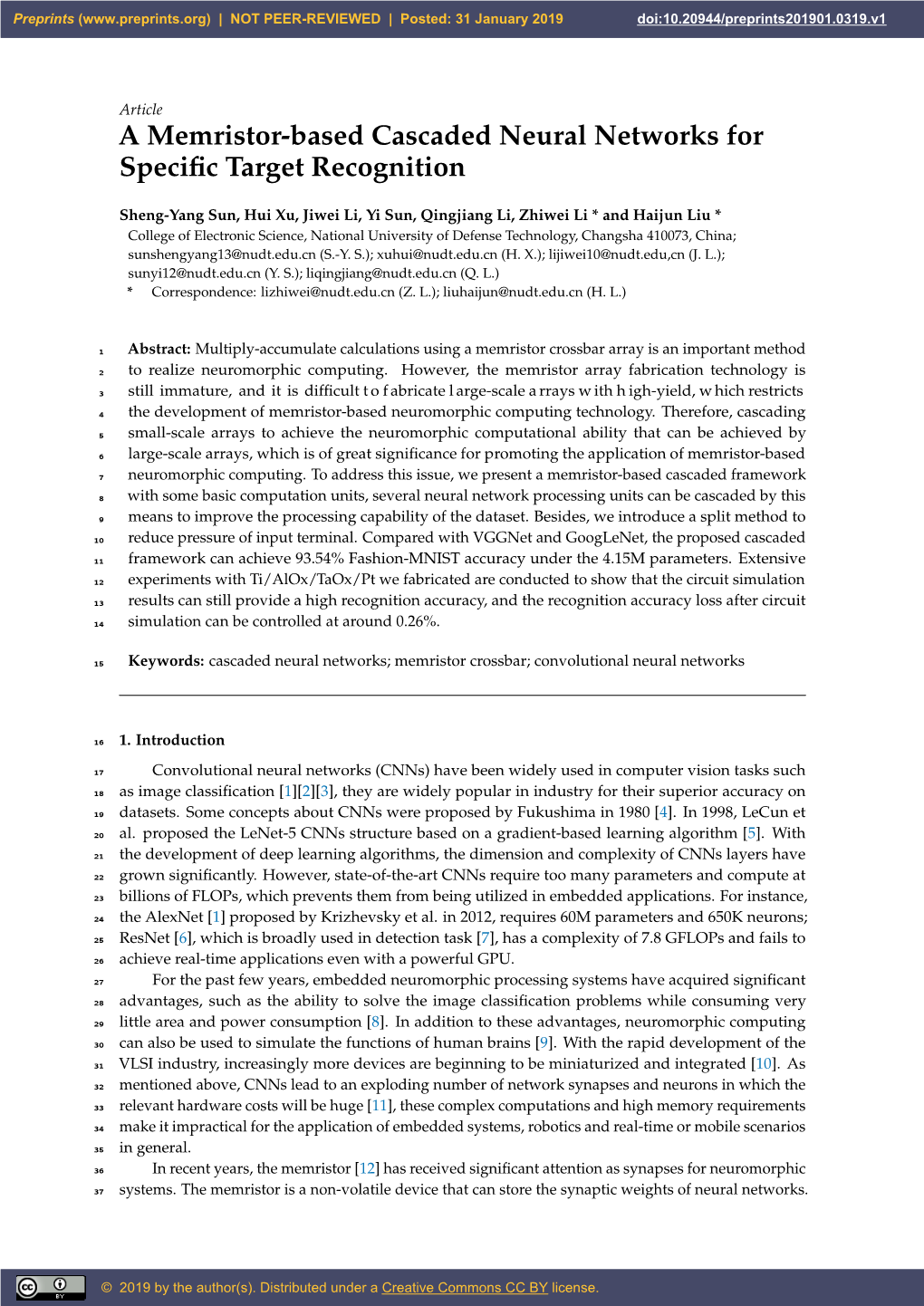 A Memristor-Based Cascaded Neural Networks for Specific Target