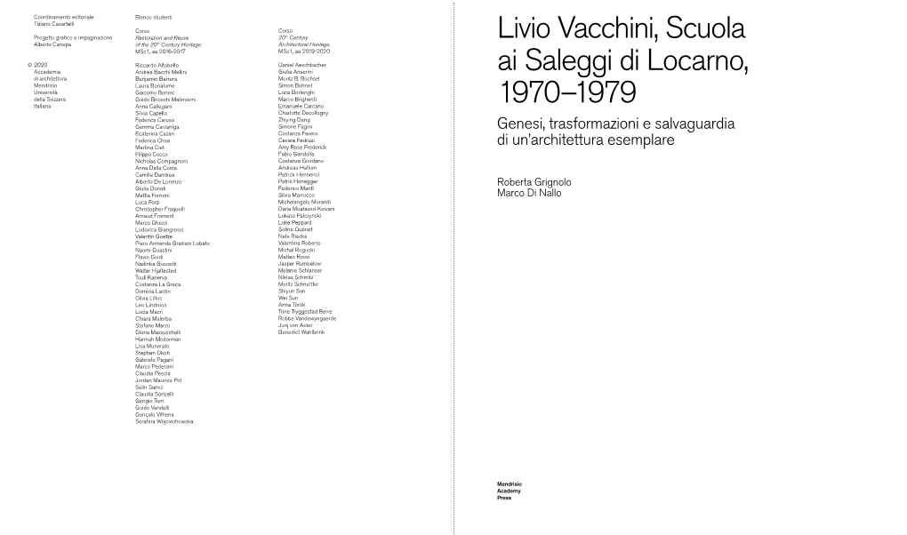 Livio Vacchini, Scuola Ai Saleggi Di Locarno, 1970–1979