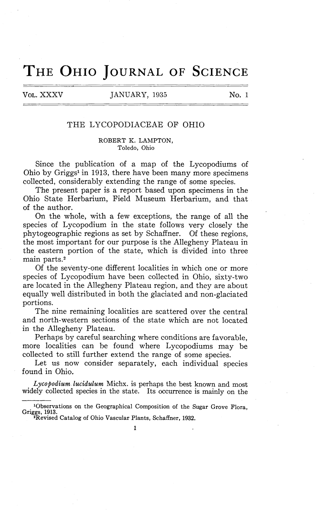 The Lycopodiaceae of Ohio