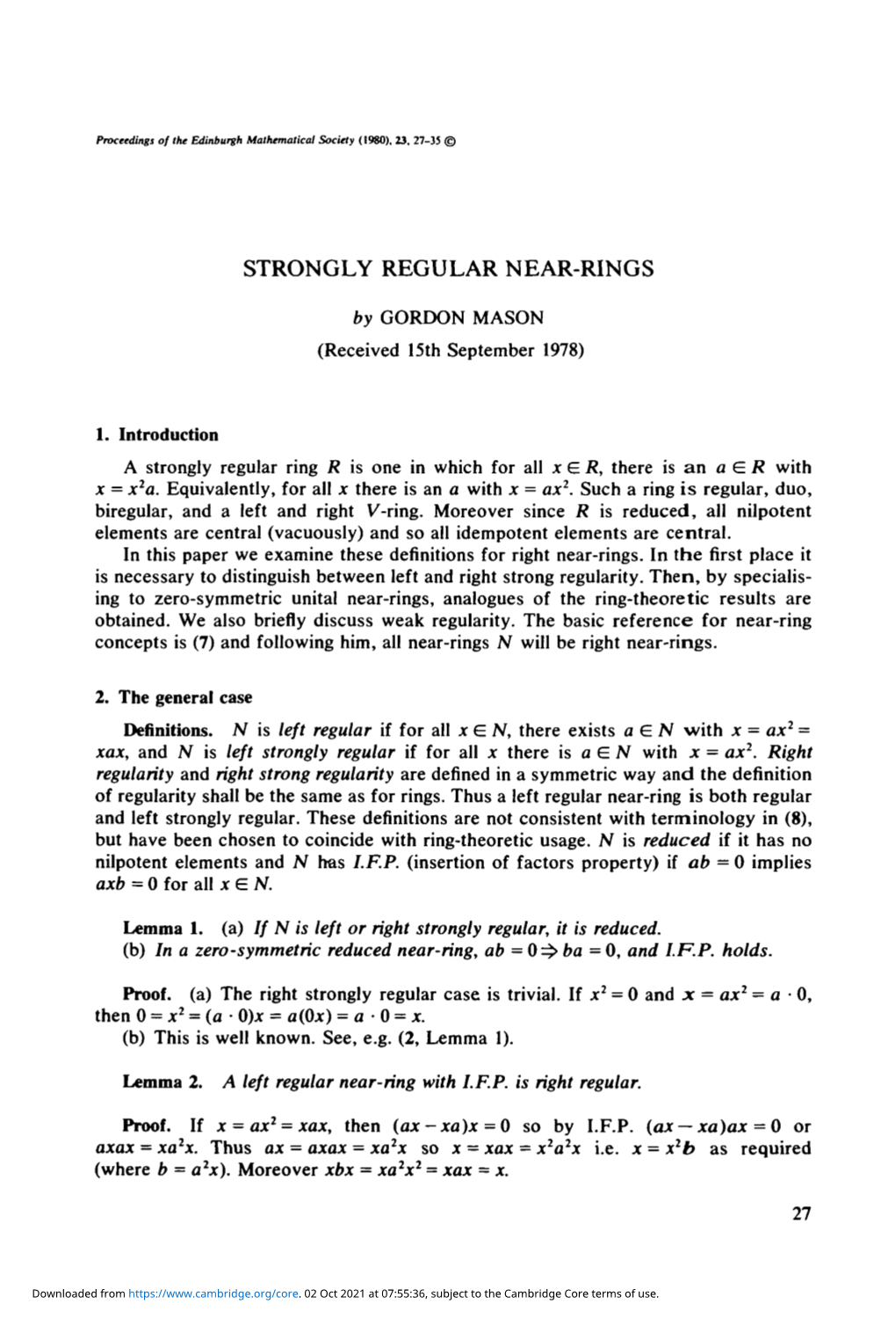 Strongly Regular Near-Rings