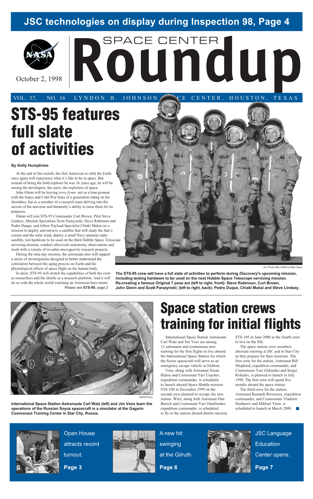 STS-95 Features Full Slate of Activities